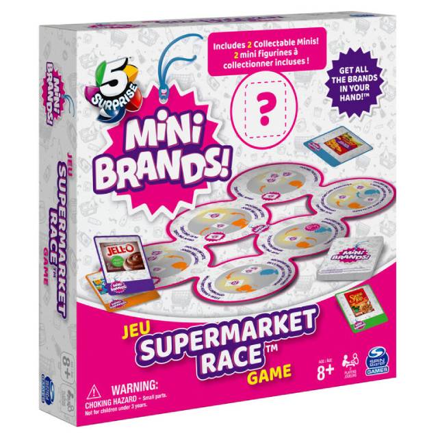 5 Surprise Mini Brands Supermarket Race Board Game with 2